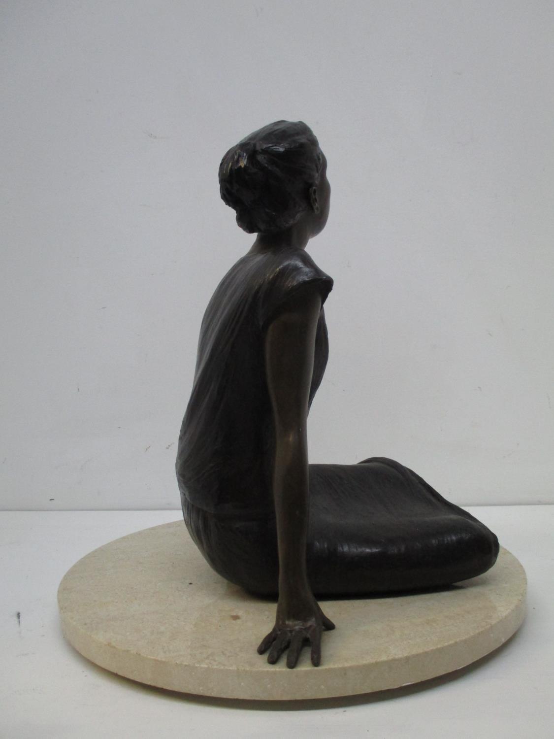 Judith Holmes Drewry - 'Tuesday's Child' a bronze figure of a girl with her hair tied up, wearing - Image 6 of 7