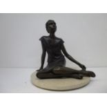 Judith Holmes Drewry - 'Tuesday's Child' a bronze figure of a girl with her hair tied up, wearing