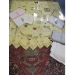 Commemorative 1956 Princess Beatrix table linen, boxed, in pink and yellow together with vintage