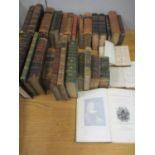 A quantity of antiquarian leather bound books to include an 1889 The Complete Angler, an 1863 Rob