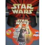 Star Wars cinema foyer advertising signs, one 20" x 30" and one Pepsi & Walkers crisps promotion