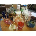 Ceramics and glassware to include a Beswick horse, three Royal Doulton figures, a Royal Worcester