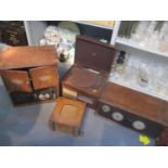 Old wooden cased Marconi turntable speaker and receivers, A/F