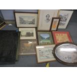 Pictures to include 19th century and later prints, a portrait, an embroidery and others