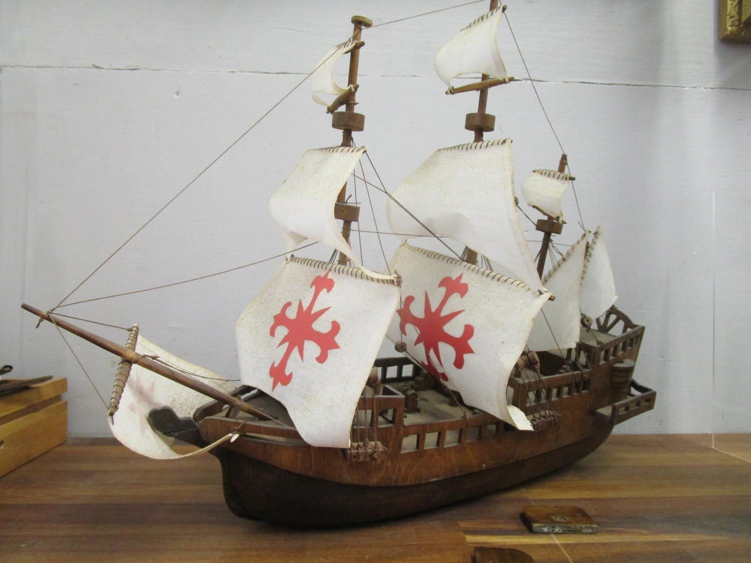 A scratch built model of a Spanish three mast galleon