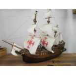 A scratch built model of a Spanish three mast galleon