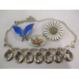 Mixed jewellery to include two David Anderson brooches, Danish necklace and a silver brooch marked