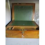 A Victorian mahogany writing box with fitted interior and single ink well (replacement key)
