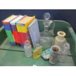 A mixed lot to include 1st edition Harry Pottery books, perfume bottle and other items