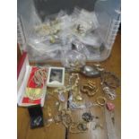 A selection of costume jewellery to include pearl necklaces, hoop earrings, Accurist ladies watch,