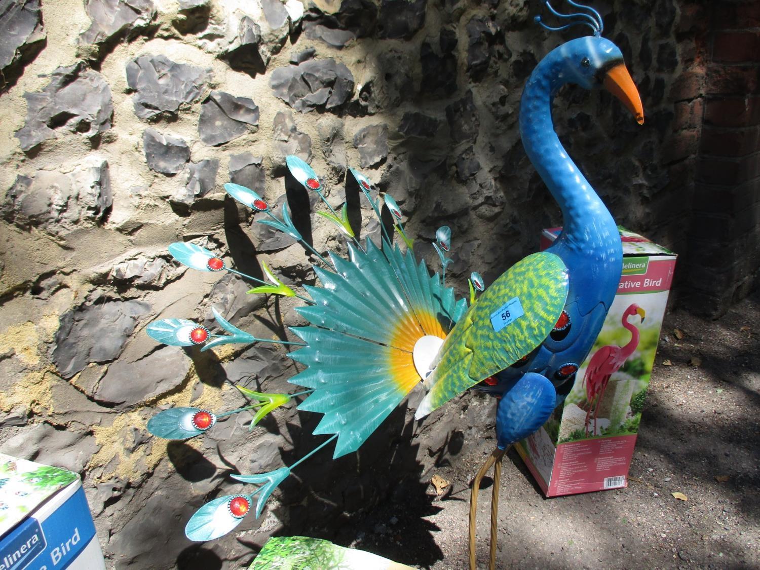 Painted metal garden bird ornaments, three boxed - Image 2 of 6