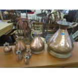 A group of Victorian and later copper jugs