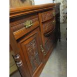 A Victorian walnut bow fronted sideboard, 38" x 59" x 20"