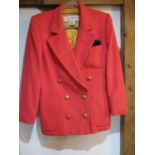 A late 20th century Escada by Margaretha Ley, angora and cashmere lobster coloured blazer with six