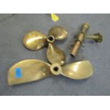 Brassware to include a ships propeller marked RMS 7224 844 15 x 9 and another ships propeller