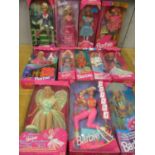 Twelve boxed Barbie dolls, circa 1990 by Mattel to include Bubble Fairy Barbie, Sun Jewel Barbie and