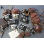 Vintage cameras to include a Bierette Junior II