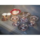 Royal Crown Derby Imari pattern ceramics group with two Wedgwood Ulander pattern plates and one cup