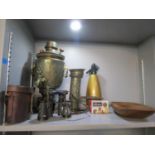 A mixed lot to include a brass samovar, cased Carl Zeiss Dienstglas, 6 x 30 H/6400 leather cased