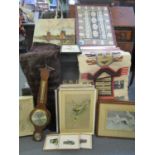 A mixed lot to include framed prints, a boxed Tyrrell and Green mink fur wrap, barometer, Astec