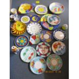 Hand-painted Italian pottery to include tiles, together with a Kate Glanville painted pottery plate