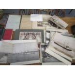 A quantity of vintage photographs on ships and ship building, along with two pamphlets on Port