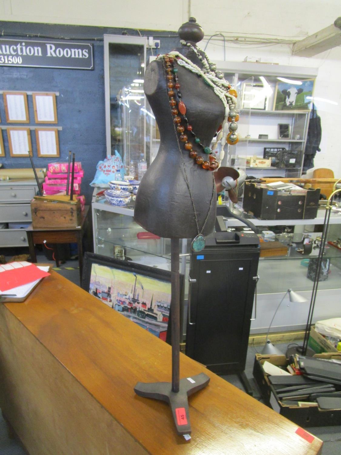 A display mannequin on wooden stand with a selection of beaded necklaces and pendants to include - Image 2 of 2