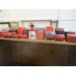 Six Chinese red lacquered boxes and vase, together with Indian sweet meat papermache boxes