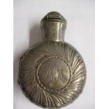 A Victorian silver scent bottle case housing a glass scent bottle