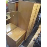 A mid 20th century satin finished two door wardrobe, together with a three drawer chest with