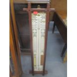 A mid 20th century Admiral Fitzroy barometer in a mahogany case with a paperback plate, 42 1/2"h x