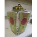 An Art Deco hall/porch light with stained glass panels, re-wired