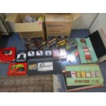 A large quantity of retro Scalextric to include box hand throttles and five boxed cars, together