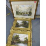 Clive Pyke - Silverton landscape watercolour and E Horton - a pair of river scenes, oil on canvas,