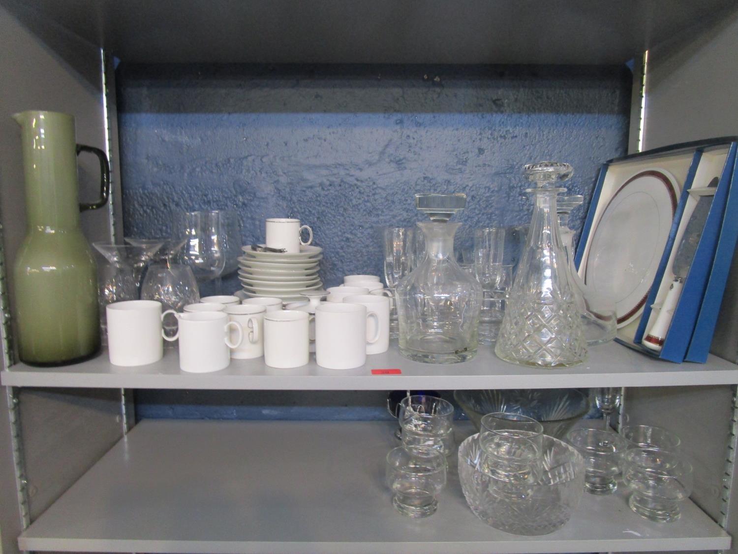 A selection of cut table glass and Thomas china table wares