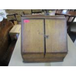 Early 20th century oak stationery box with fitted interior and date calendar
