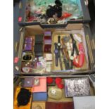 A mixed lot of retro watches, costume jewellery, jewellery boxes and cufflinks