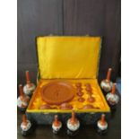 An Oriental boxed Terracotta miniature tea set, together with eight Kutani specimen vases A/F