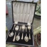 A cased set of six silver Art Deco teaspoons
