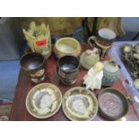 Studio pottery to include Jerry Harper York dishes and goblets, together with a Royal Doulton