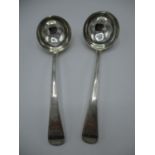 A pair of George III silver sauce ladles, London 1789, by George Smith & William Fearn, having a