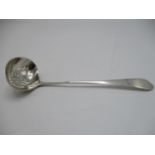 A Georgian Scottish silver sugar sifter ladle with a pierced bow, 6 1/4" long, 21.05g