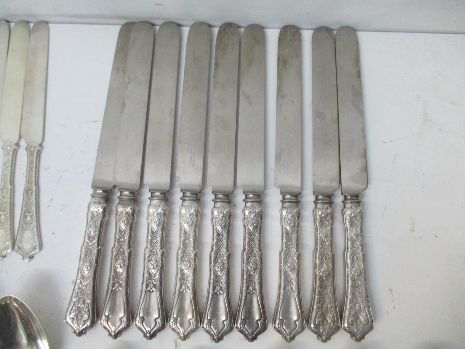 A late 19th century suite of Tiffany American sterling silver cutlery in the Persian pattern, each - Image 3 of 22