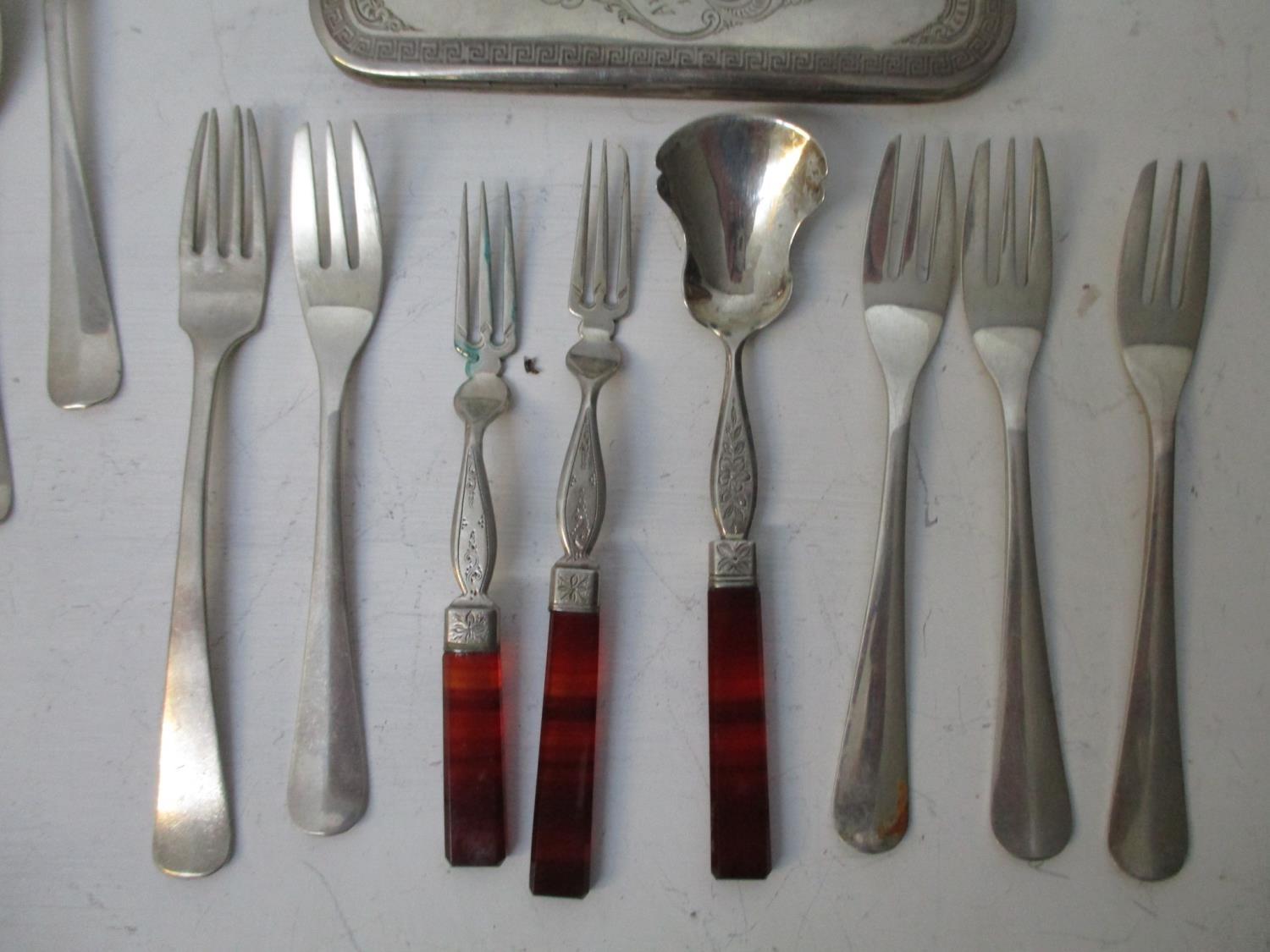 A selection of early 20th century mainly Dutch white metal cutlery, together with a late 19th - Image 3 of 14