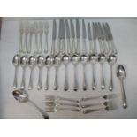 A Victorian and later matched canteen of Old English and bead pattern cutlery and flatware,