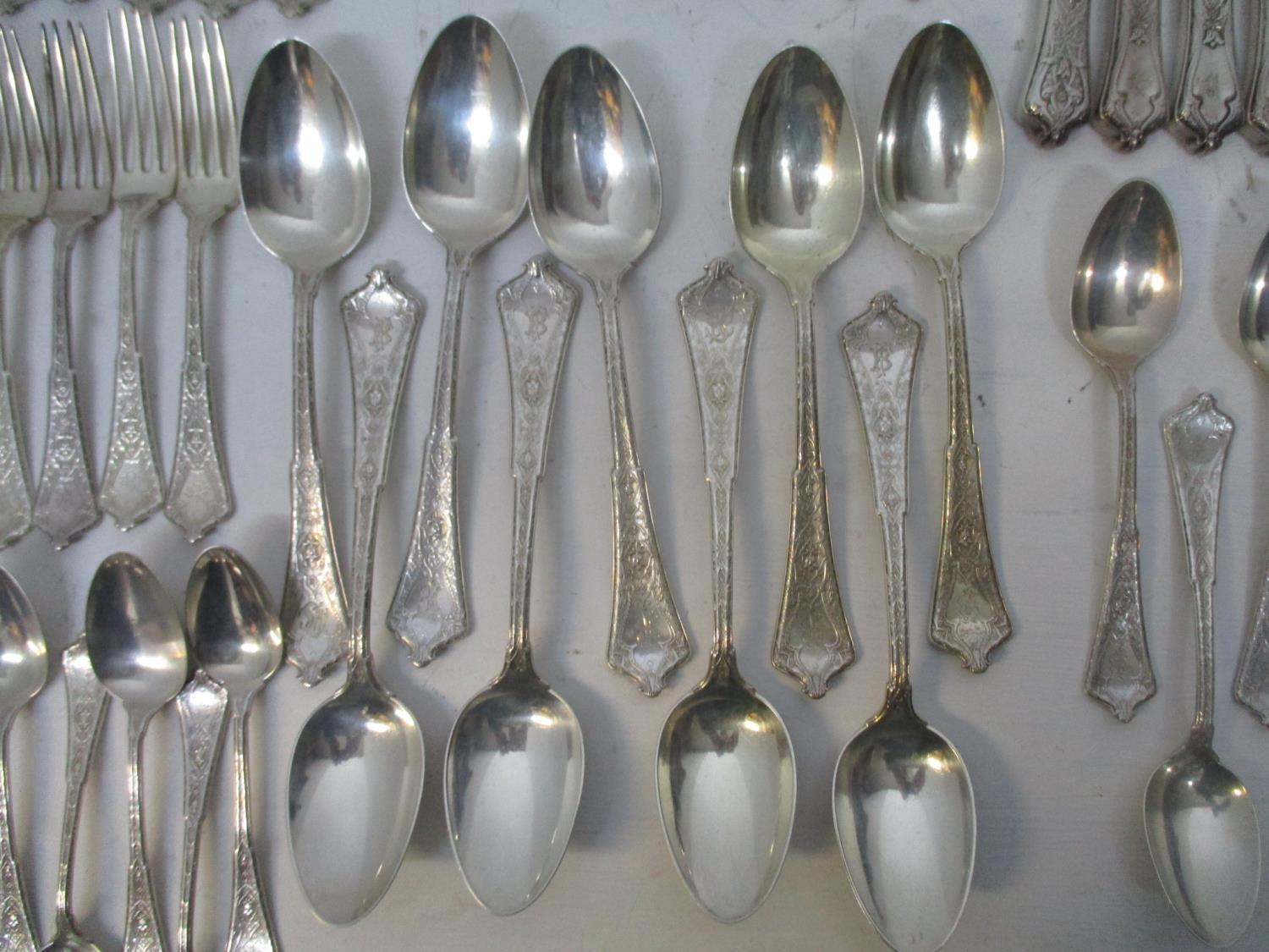 A late 19th century suite of Tiffany American sterling silver cutlery in the Persian pattern, each - Image 14 of 22