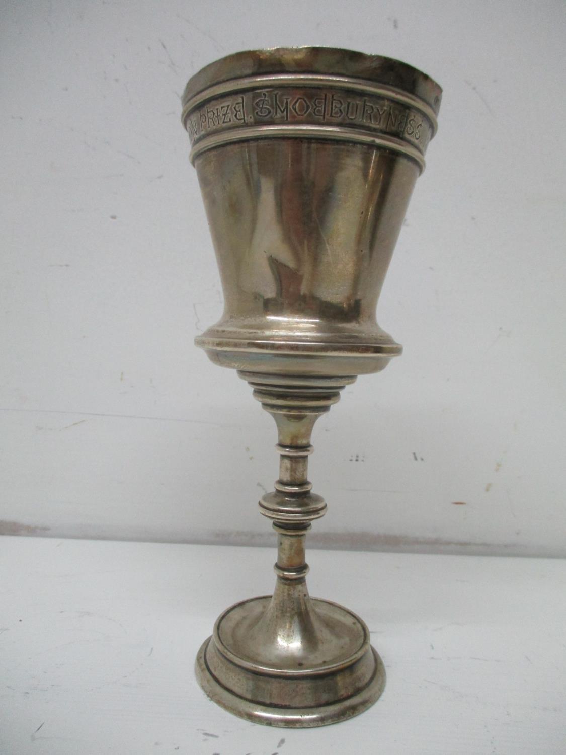 Military interest: a Victorian silver chalice/prize cup, Birmingham 1877, by Elkington & Co ( - Image 2 of 22