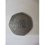 A circulated Kew Gardens 50 pence coin