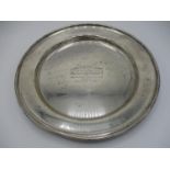 A sterling silver salver stamped GWD, presented by John B Pulido at Aronimink Golf Club December