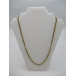 A yellow gold coloured neck chain with scroll links stamped 750, 26" long, total weight 27.90g